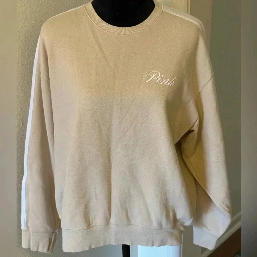 PINK Victoria’s Secret “Ivy” Fleece Tan/ Beige Sweatshirt
